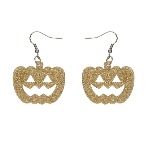 Erstwilder Essentials - Pumpkin Drop Earrings - Gold Glitter Earrings Erstwilder   