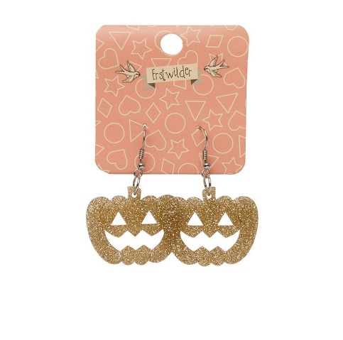 Erstwilder Essentials - Pumpkin Drop Earrings - Gold Glitter Earrings Erstwilder   