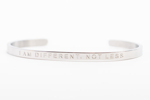Silver Bangle Engraved - 'I Am Different, Not Less' Bracelets Fierce One   
