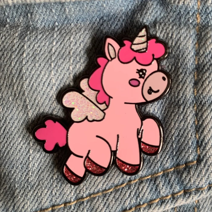 Emotional Support Buddy -  Unicorn Enamel Pin - Choose Your Colour Brooches & Lapel Pins Emotional Support Buddy Pink  