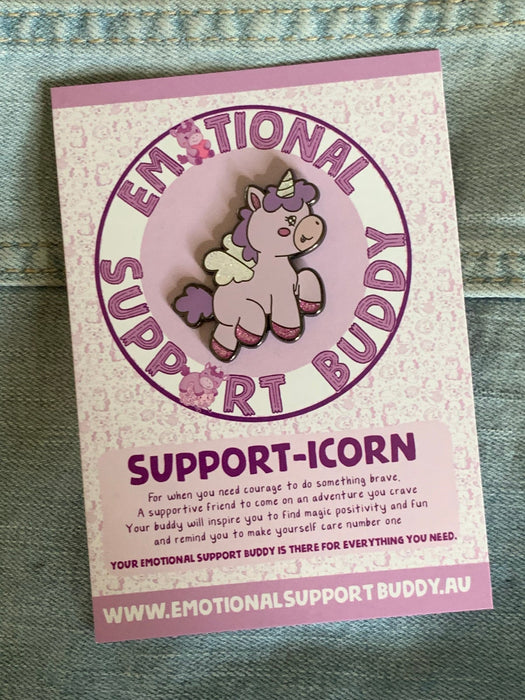 Emotional Support Buddy -  Unicorn Enamel Pin - Choose Your Colour