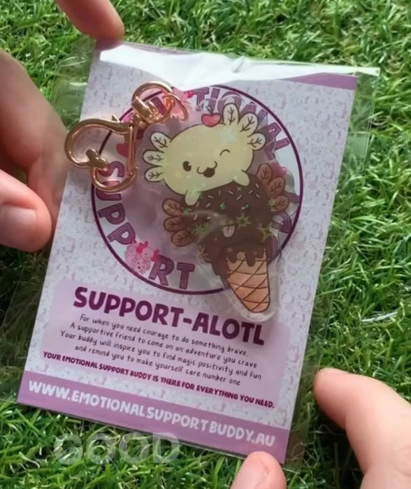 Emotional Support Buddies -  Axolotl Ice Cream Key Chain