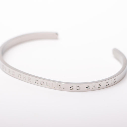 Silver Bangle Engraved - 'She Believed She Could, So She Did' Bracelets Fierce One   