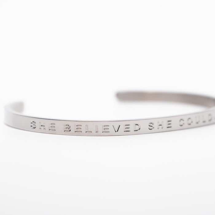 Silver Bangle Engraved - 'She Believed She Could, So She Did' Uncommon Collective Store